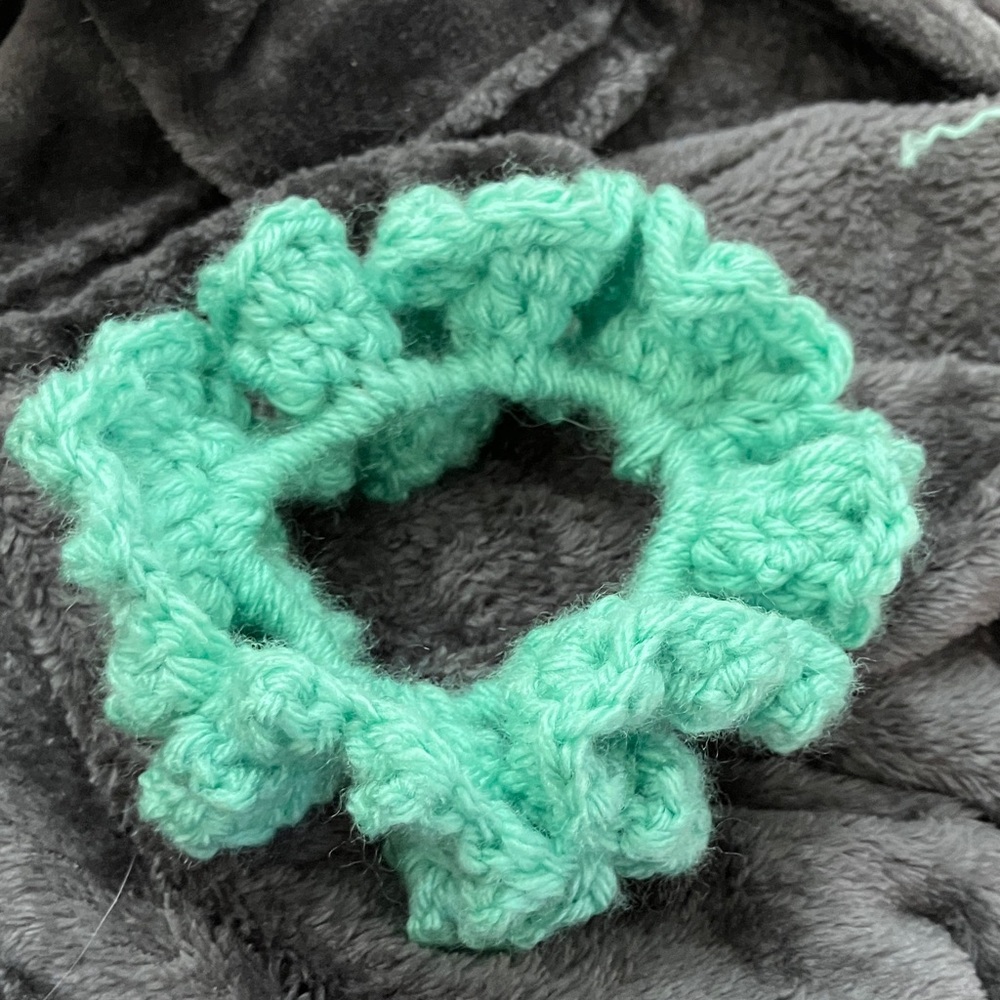 Teal Crocheted scruncie
